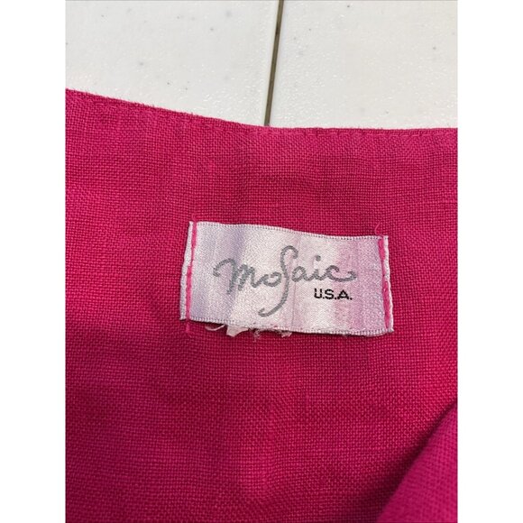 Mosaic USA Linen short‎ sleeve cowl neck tunic dress Artsy size LG Lagenlook - Picture 3 of 7